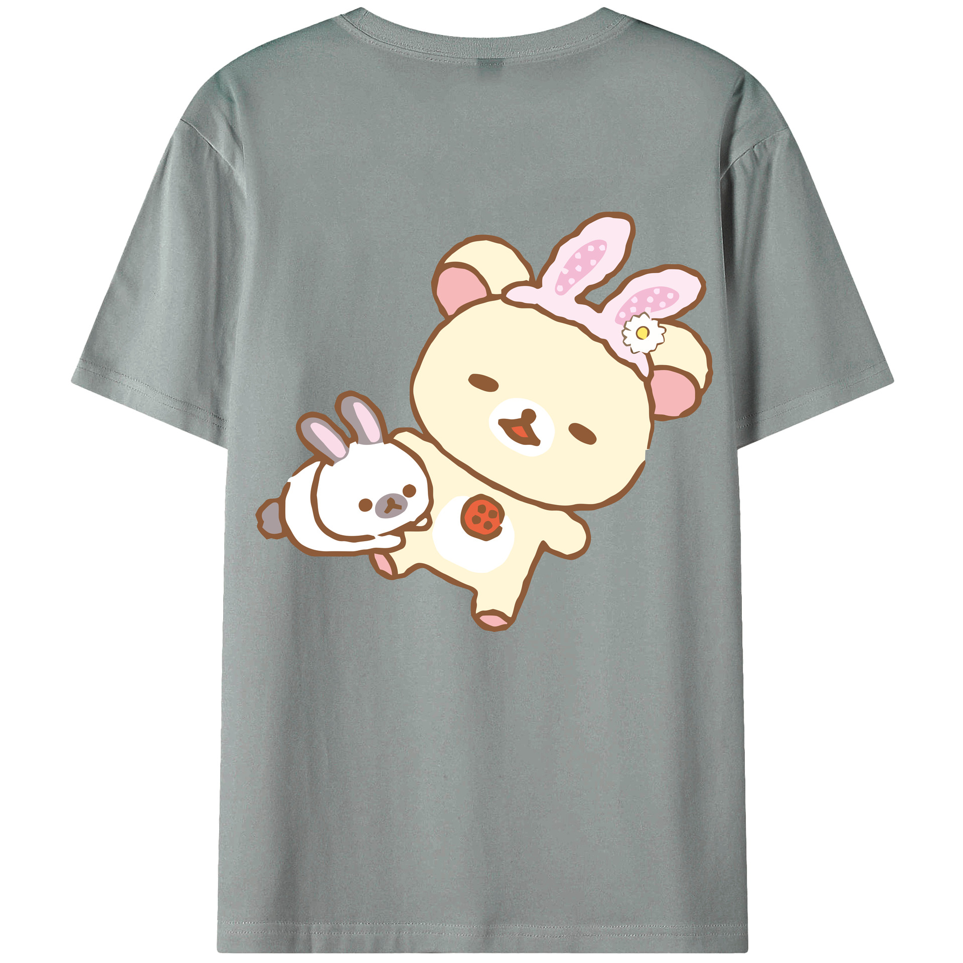 （画像用） リラックマ リラックマ キイロイトリ Rilakkuma Korilakkuma Kiiroitori 綿100％ メンズ半袖Tシャツ（バックプリント） 通気性